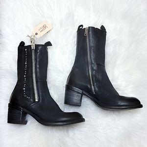 A.S.98 | Jackie Black Leather Moto Boots